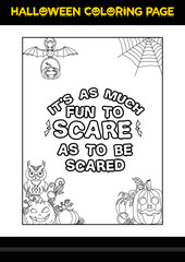 Halloween Quotes Coloring page. Halloween coloring page for kids.