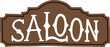 Wild west element in modern style flat, line style. Hand drawn PNG illustration of old western saloon sign, bar entrance, tavern cartoon design. Cowboy patch, badge, emblem.	
