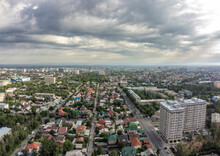 Aerial View Of The Modern Asian City Of Bishkek, Kyrgyzstan.