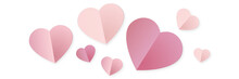 Pink Hearts Illustration On A White Background - Love Heart For Valentines Day Background - Design Banner