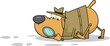 Detective Dog Cartoon Character Following A Clues. Vector Hand Drawn Illustration Isolated On Transparent Background