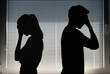 Family couple, man, woman ignoring each other after fight quarrel, marriage relationship people misunderstanding problem
