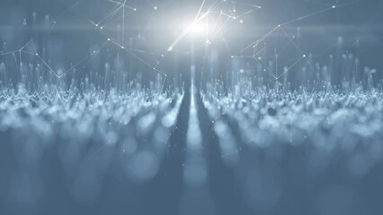 Wall Mural - looping digital technology shining glow lines and waves motion background.