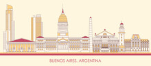 Cartoon Skyline Panorama Of City Of Buenos Aires, Argentina - Vector Illustration