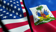 United States of America and Haiti Merged Flag Together A Concept of Realations