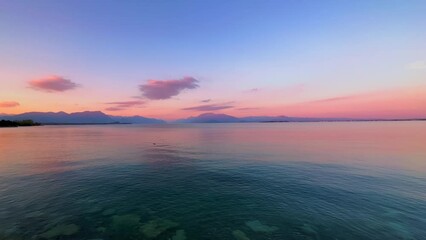 Wall Mural - Blue hour on Lake Garda, Desenzano del Garda, Italy