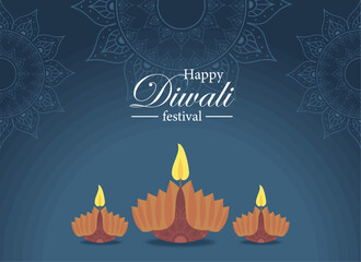 Wall Mural - diwali card with lanterns