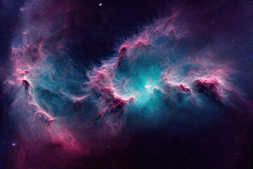 Wall Mural - Space cosmic background of supernova nebula and stars, glowing mysterious universe