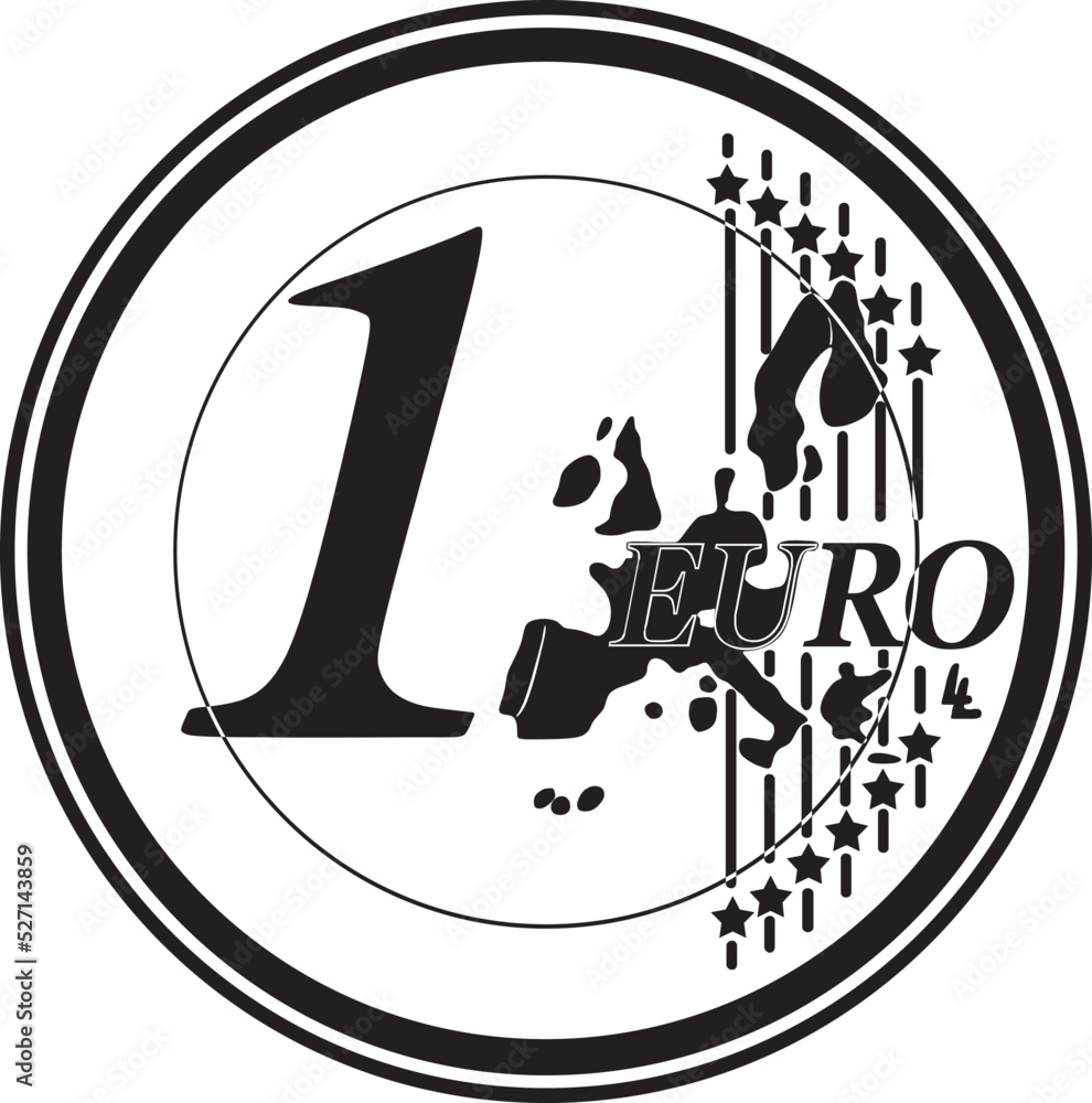 one euro coin vector design handmade silhouette の Stock ベクター | Adobe Stock