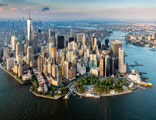 aerial view of manhatten skyline..manhatten,new york city,.north america,.usa