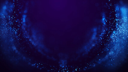 Wall Mural - magical sparkles of light form abstract structures. blue glow particles with amazing bokeh for fanta