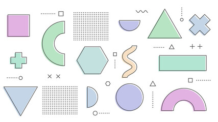 Wall Mural - Modern Abstract Background with Retro Memphis and Soft Pastel Color