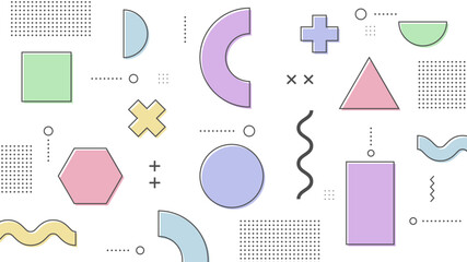 Wall Mural - Modern Abstract Background with Retro Memphis and Soft Pastel Color