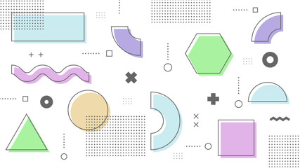 Wall Mural - Modern Abstract Background with Retro Memphis and Soft Pastel Color