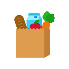 Canvas Print - Foods in paper bag package vector suitable for groceries illustration