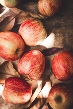 Fresh Ripe Red Apples In A Rustic Kitchen
