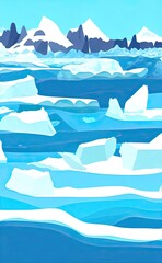 Wall Mural - Iceburg landscape Arctic and Antarctic, cold landscape with ice and snow water glacier and icy cliff snow mountains. Greenland or Iceland polar winter scene.