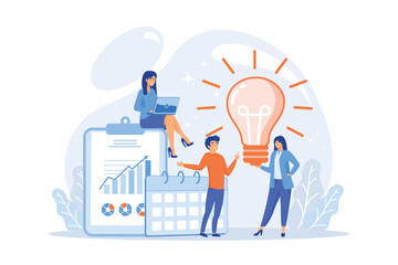 Businessmen brainstorming, searching solution. Business strategy. Vision statement, business mission, company mission, business planning concept.