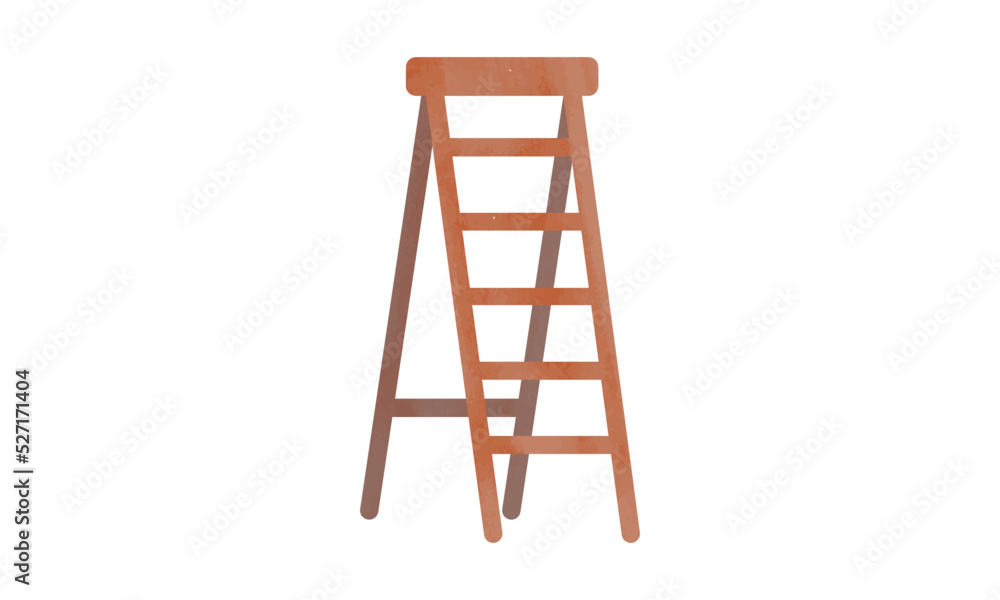 Simple Ladder Vector Simple wooden step ladder watercolor style vector illustration isolated ...
