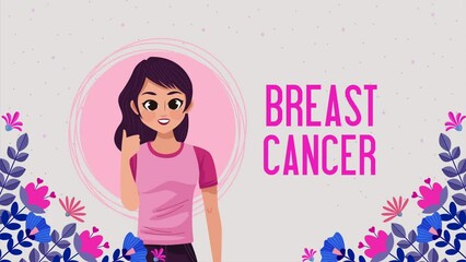 Sticker - breast cancer awareness lettering animation