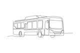 Fototapeta Big Ben - Single one line drawing bus. vehicle concept. Continuous line draw design graphic vector illustration.