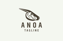 Anoa Head Logo Icon Design Template Flat Vector Illustration