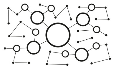 Leinwandbilder - Modern network connected dots and lines layout background template. Technology information linked global graphic vector.