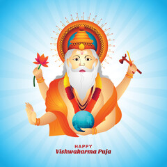 Wall Mural - Happy vishwakarma puja illustration celebration card background