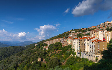 Wall Mural - Summer landscape of Corsica, France. Sartene town view