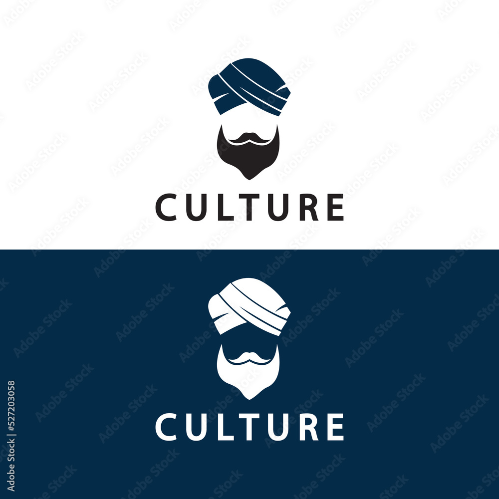 Turban Mustache India Indian logo design vector illustration. Logo of a ...