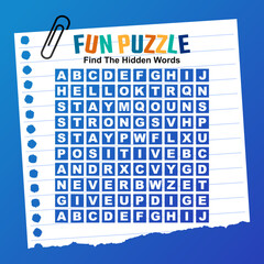 Puzzle find the hidden words, puzzle cross words Vector illustration, fun games