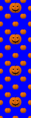 Wall Mural - pumpkins on a blue background. template for overlaying on the surface. pumpkin with a carved smile. Hellowin symbol. Vertical banner for insertion into site. 3D visualization. 3D image