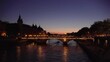 Panorama of Conciergerie and Illuminated bridge Pont au Change at night, Paris France 4K Summer