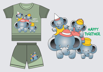 kids clothing set vector t-Shirt design illustration for print