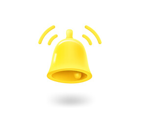 Poster - Golden bell. Notification concept. 3d vector icon isolated on white background