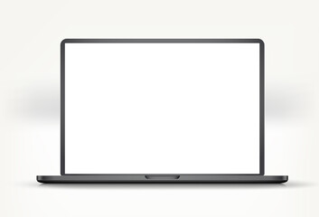Poster - Modern black laptop with blank screen. 3d vector mockup for design