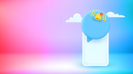 Aufkleber - Modern smartphone with message notifications. Vector 3d banner with copy space