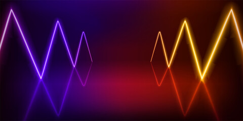 Aufkleber - Illuminated interior with empty stage with neon glowing zigzag. 3d vector illustration