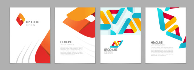 Brochure flyer design red blue abstract page vector or a4 annual report cover layout poster template design with creative geometric triangles elegant waves elements, corporate presentation booklet