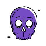 Fototapeta Młodzieżowe - Skull Halloween Concept Doodle style vector design Illustration Isolated on white background