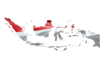 Wall Mural - Indonesia country shape with national flag. Map outline contour. PNG icon with alpha channel