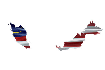 Sticker - Malaysia country shape with national flag. Map outline contour. PNG icon with alpha channel