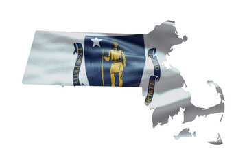 Sticker - Massachusetts state map shape with flag. PNG icon