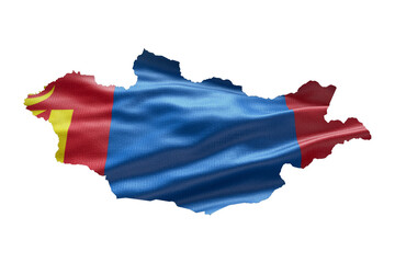 Wall Mural - Mongolia country shape with national flag. Map outline contour. PNG icon with alpha channel