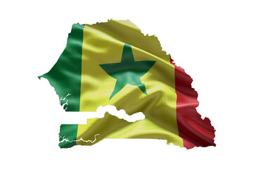 Wall Mural - Senegal map outline icon. PNG alpha channel. Country with national flag