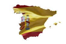 Spain Map Outline Icon. PNG Alpha Channel. Country With National Flag