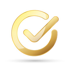 Canvas Print - golden checkmark icon. check icon. gold approved symbol. vector illustration.