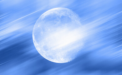 Fototapete - Full Blue Moon with abstract background 