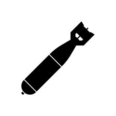 Air bomb icon. Black vector illustration. Atomic or nuclear bomb icon