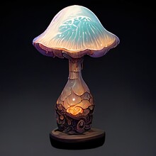 Mushroom On Black. Generative AI Technology